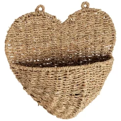 Fabrique de Styles Panier mural cœur en jonc de mer 33x32cm - Chaumière* Paniers Et Corbeilles
