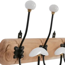 Fabrique de Styles Patère 3 crochets en acacia et fer naturel et blanc - Campagne* Patères