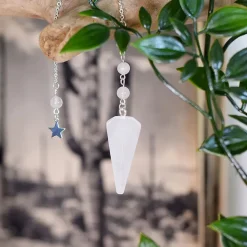 Fabrique de Styles Pendule hexagonal en cristal de roche et charm étoile* Méditation Et Yoga