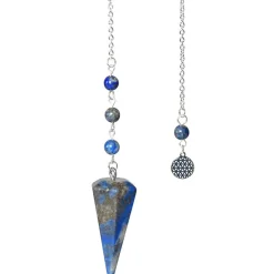 Fabrique de Styles Pendule hexagonal en lapis-lazuli et charm fleur de vie* Méditation Et Yoga