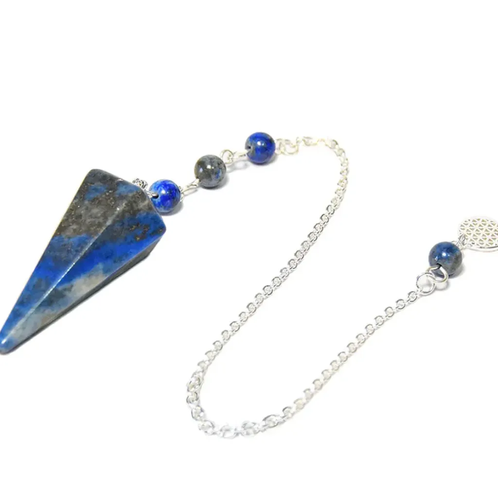 Fabrique de Styles Pendule hexagonal en lapis-lazuli et charm fleur de vie* Méditation Et Yoga