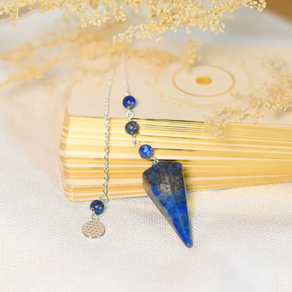 Fabrique de Styles Pendule hexagonal en lapis-lazuli et charm fleur de vie* Méditation Et Yoga