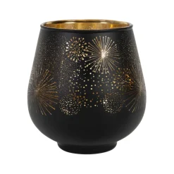 Fabrique de Styles Photophore en verre noir mat et doré h9.5cm - Tropic Etoile* Photophores, Bougeoirs Et Lanternes