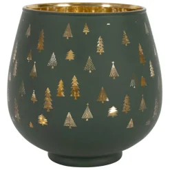 Fabrique de Styles Photophore en verre vert et doré h12cm - Sapin* Photophores, Bougeoirs Et Lanternes