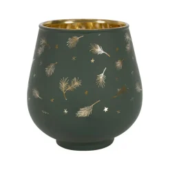 Fabrique de Styles Photophore en verre vert et doré h9.5cm - Sapin* Photophores, Bougeoirs Et Lanternes