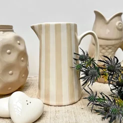 Fabrique de Styles Pichet en céramique rayé blanc et 1L* Carafes Et Pichets