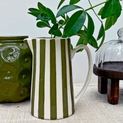 Fabrique de Styles Pichet en céramique rayé blanc et 1L* Carafes Et Pichets