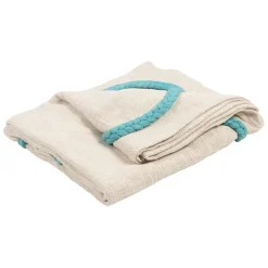 Fabrique de Styles Plaid brodé "amore mio" en coton écru 170x130cm - Lumi* Plaids