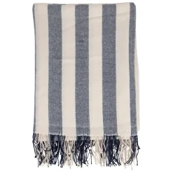 Fabrique de Styles Plaid en tissu rayé et écru 170x130cm - Medi* Plaids