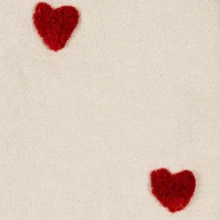 Fabrique de Styles Plaid tufté en coton ecru et coeur rouge 170x130cm - Famille* Plaids