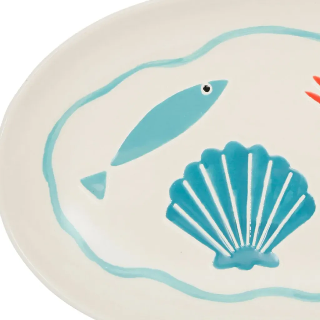 Fabrique de Styles Plat ovale en grès 31x15cm - La Mer* Plats Et Saladiers