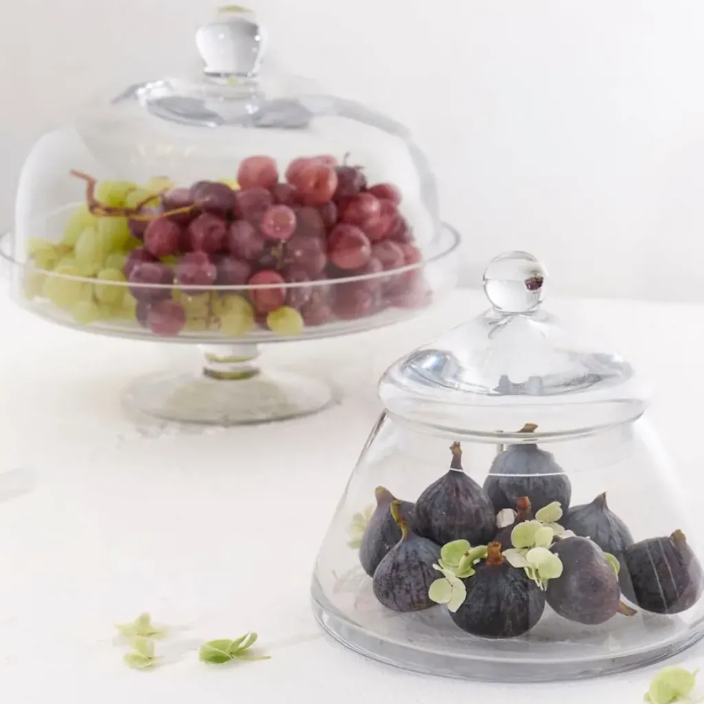 Fabrique de Styles Plat sur pied en verre avec cloche d30cm - Alphe* Plats Et Saladiers