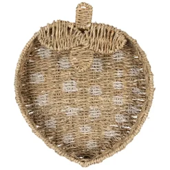 Fabrique de Styles Plateau fraise en jonc de mer naturel et blanc 28x32cm - Les Fruits* Plateaux