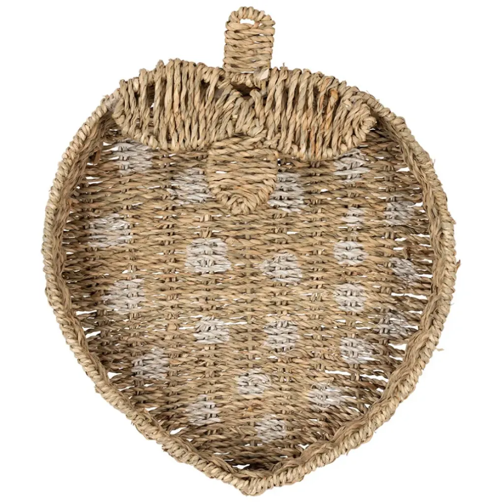Fabrique de Styles Plateau fraise en jonc de mer naturel et blanc 28x32cm - Les Fruits* Plateaux