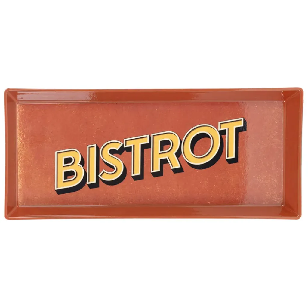 Fabrique de Styles Plateau rouge et jaune 26x11cm - Bistrot Des Amis* Plateaux