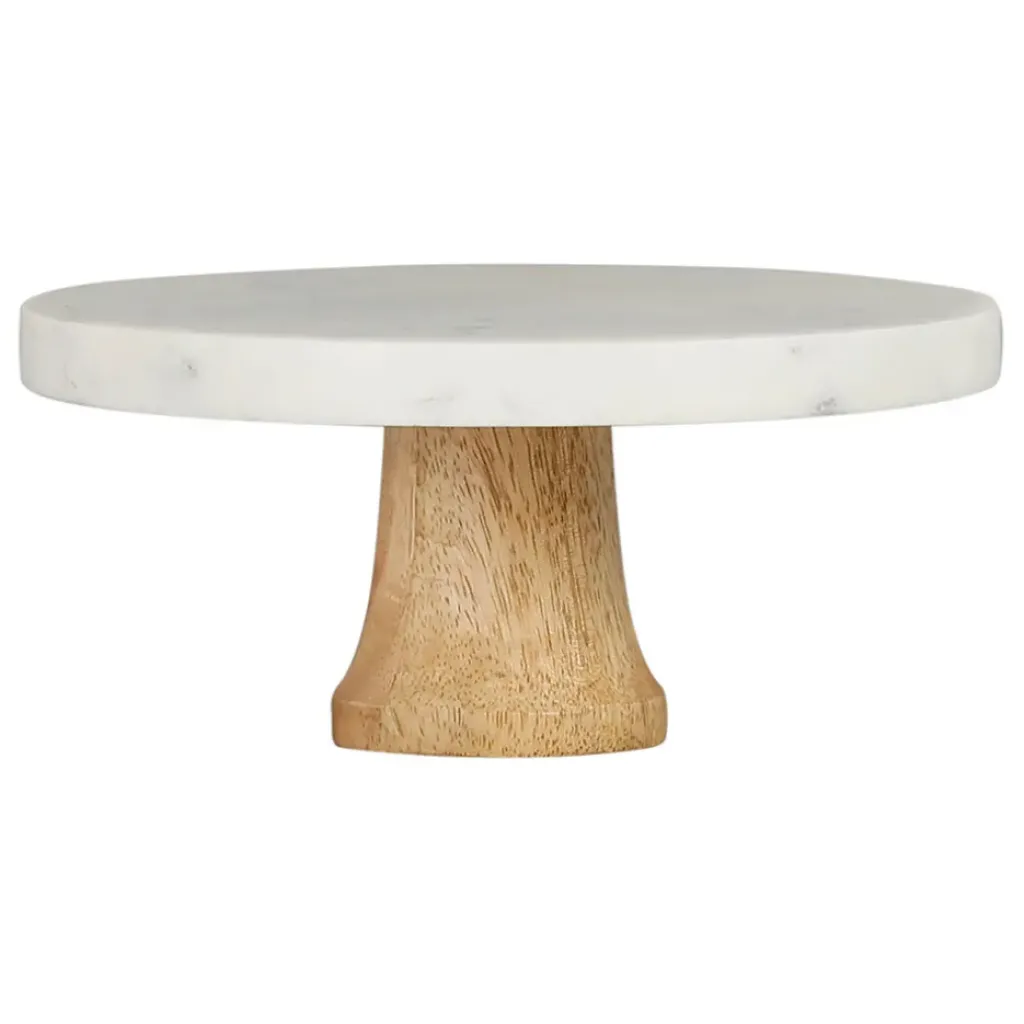 Fabrique de Styles Plateau sur pied marbre et bois de manguier - eskela* Plateaux