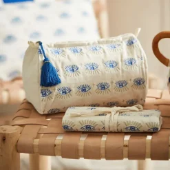 Fabrique de Styles Pochette à bijoux de voyage creme oeil en velours coton 20x24cm* Pochettes Et Housses