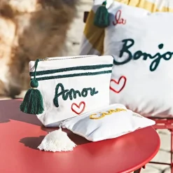 Fabrique de Styles Pochette brodée amore 20x15cm en coton et polyester* Pochettes Et Housses