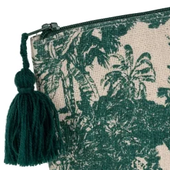 Fabrique de Styles Pochette en coton écru et palmiers émeraude - Mocoa* Pochettes Et Housses
