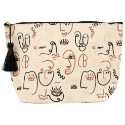 Fabrique de Styles Pochette terre brulee ecru+noir 26x8x17cm coton* Pochettes Et Housses