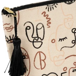 Fabrique de Styles Pochette terre brulee ecru+noir 26x8x17cm coton* Pochettes Et Housses