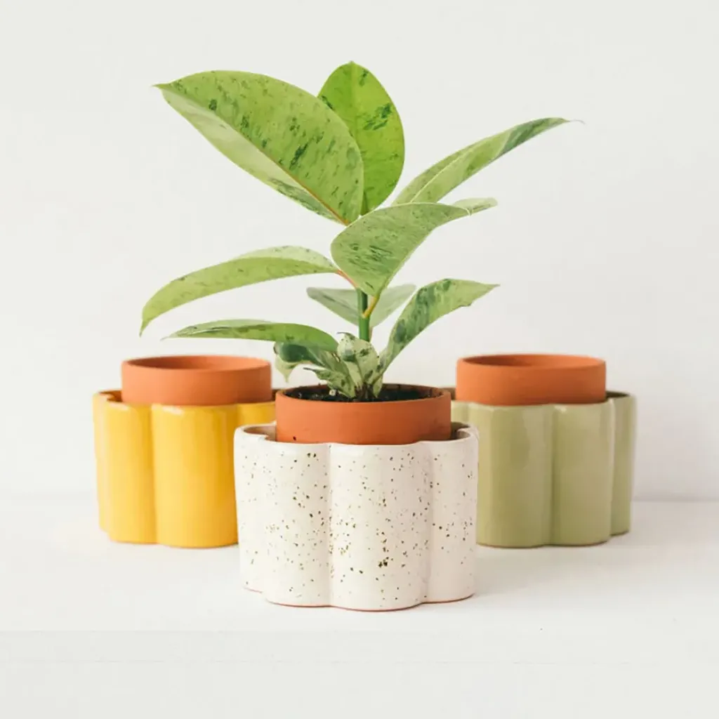 Fabrique de Styles Pot auto-arrosant en céramique sauge et argile d14cm - Paula* Vases Et Soliflores