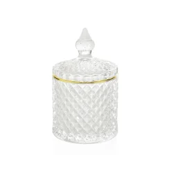 Fabrique de Styles Pot diamond en verre lissere dore d8.5xh14.5cm* Rangements Salle De Bain