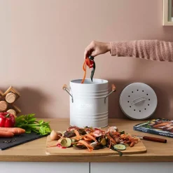 Fabrique de Styles Poubelle à compost en métal avec couvercle et poignées 5L* Poubelles