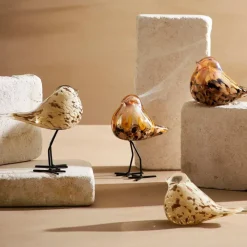 Fabrique de Styles Presse papier moineau en verre beige et doré - Serin* Petits Objets Déco