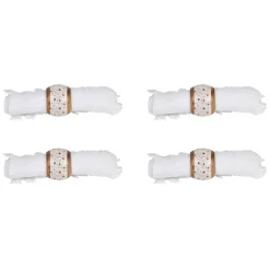 Fabrique de Styles Rond de serviette (x4) en acacia et résine rose et blanc d3cm* Serviettes De Table