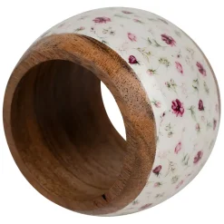 Fabrique de Styles Rond de serviette (x4) en acacia et résine rose et blanc d3cm* Serviettes De Table