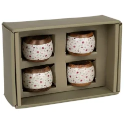 Fabrique de Styles Rond de serviette (x4) en acacia et résine rose et blanc d3cm* Serviettes De Table