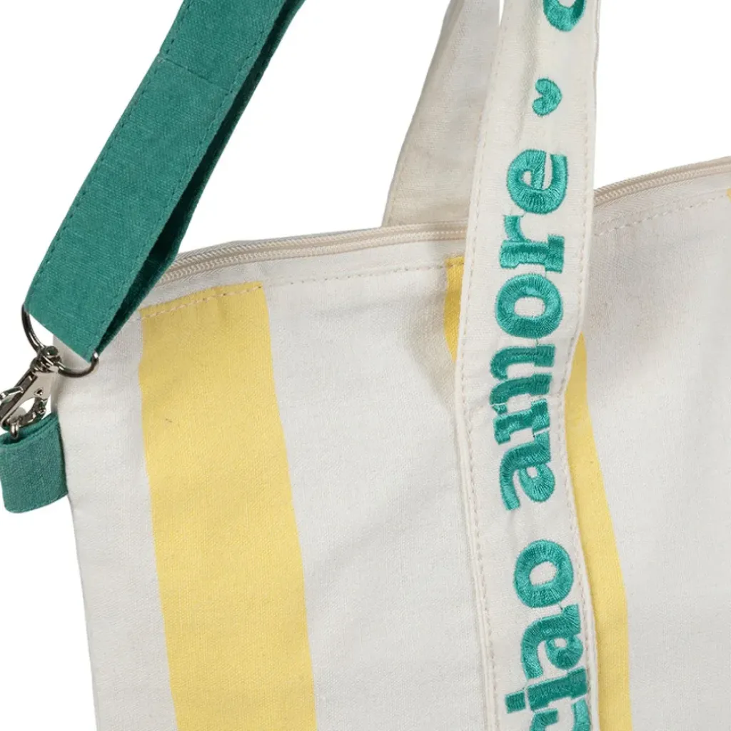 Fabrique de Styles Sac isotherme en coton rayé jaune et blanc - Medi* Sacs Et Cabas