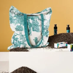 Fabrique de Styles Sac tote bag en coton écru et palmiers émeraude - Mocoa* Sacs Et Cabas