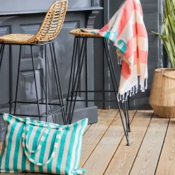 Fabrique de Styles Sac tote bag en coton et polyester émeraude 55x40cm - Palma* Sacs Et Cabas