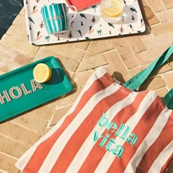 Fabrique de Styles Sac tote bag en tissu corail et émeraude - Palma* Sacs Et Cabas