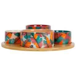 Fabrique de Styles Service apéritif 4 pièces en grès et bambou - Seguia* Bols Et Coupelles