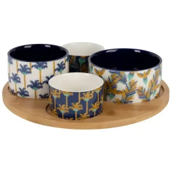 Fabrique de Styles Service apéritif 4 pièces en porcelaine et bambou palmier - Mocoa* Bols Et Coupelles
