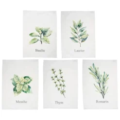 Fabrique de Styles Set de 5 torchons aroma vert et lin en coton* Serviettes De Table
