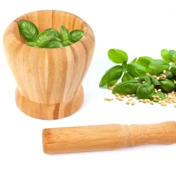 Fabrique de Styles Set pilon et mortier en bambou* Ustensibles De Cuisine