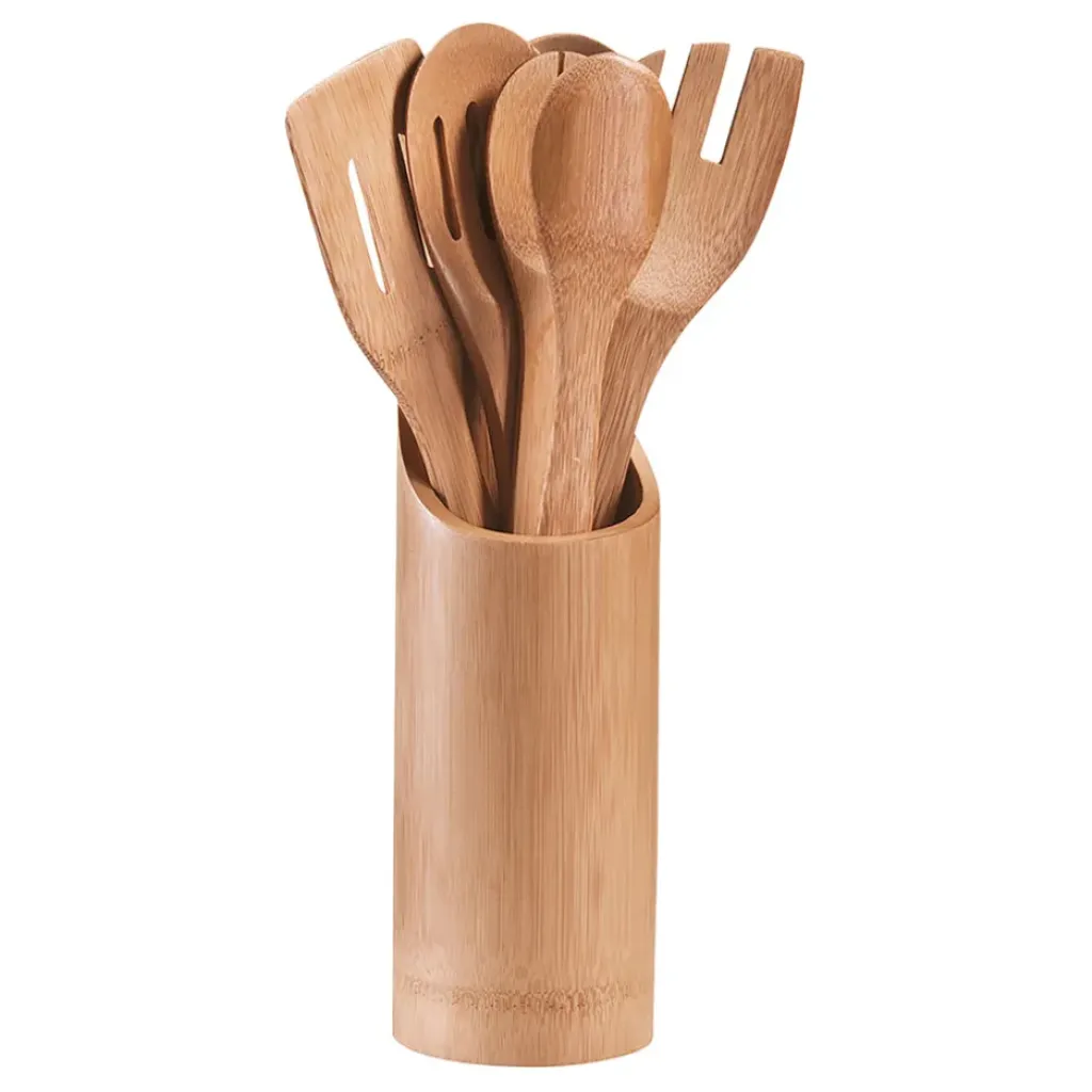 Fabrique de Styles Set pot avec 7 ustensiles de cuisine en bambou* Ustensibles De Cuisine