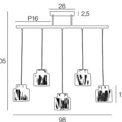 Fabrique de Styles Suspension 5 lumières en métal et cordelette tressé L98cm - Cancun* Suspensions