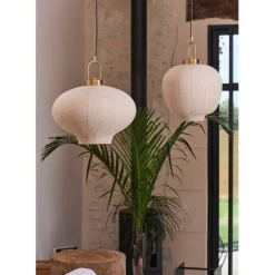 Fabrique de Styles Suspension en lin et doré d35cm - Calypso* Suspensions