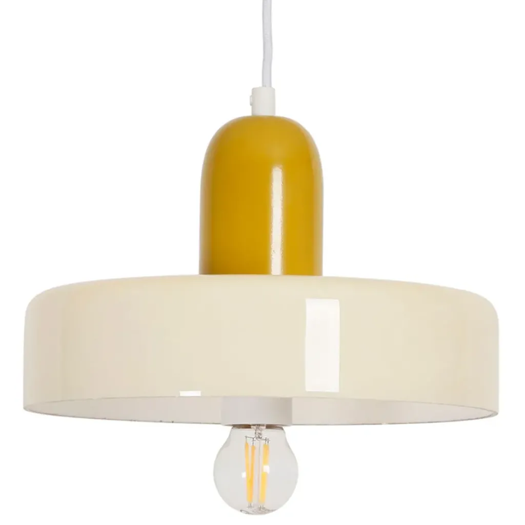 Fabrique de Styles Suspension en verre et fer d25x16cm écru - Atelier* Suspensions