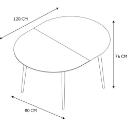 Fabrique de Styles Table à manger avec allonge en bois 120(+40cm)x80cm - Lara* Table De Salle À Manger