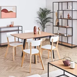 Fabrique de Styles Table à manger avec rallonge en plaqué chêne 120x80cm - Roxy* Table De Salle À Manger