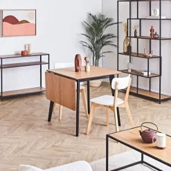 Fabrique de Styles Table à manger avec rallonge en plaqué chêne 120x80cm - Roxy* Table De Salle À Manger