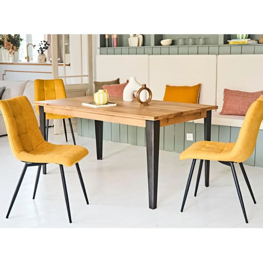 Fabrique de Styles Table à manger en chêne massif et pieds acier 160x90cm- Manny* Table De Salle À Manger