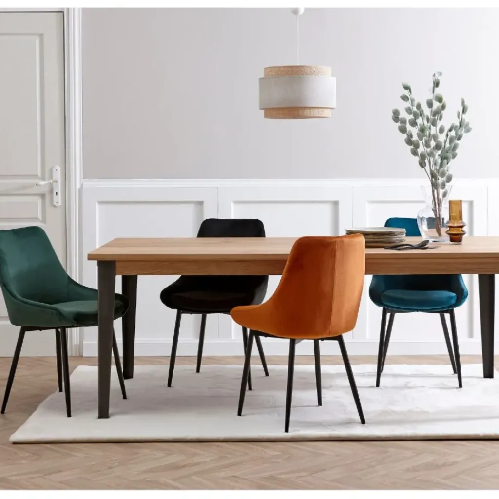 Fabrique de Styles Table à manger en chêne massif et pieds acier L200cm - Manny* Table De Salle À Manger