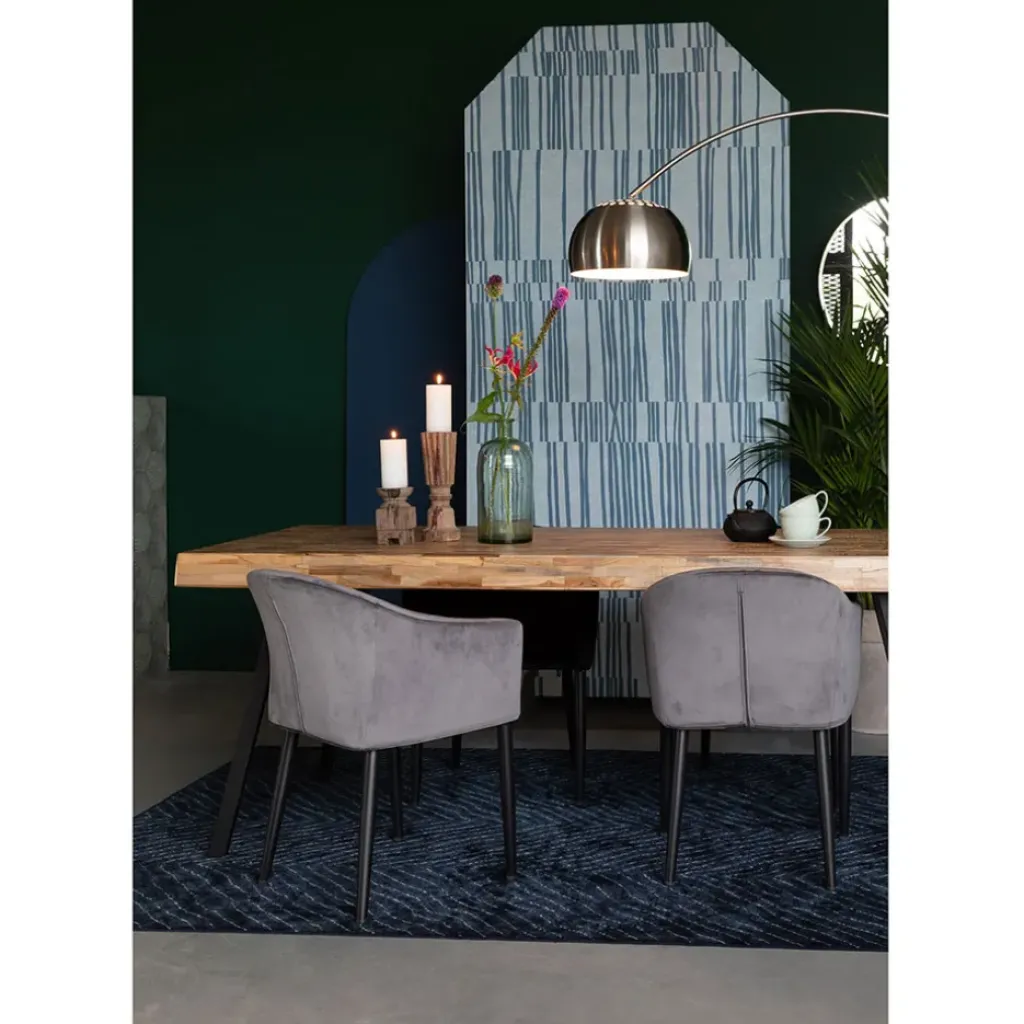 Fabrique de Styles Table à manger en teck massif et pieds métal 200x90cm - Suri* Table De Salle À Manger